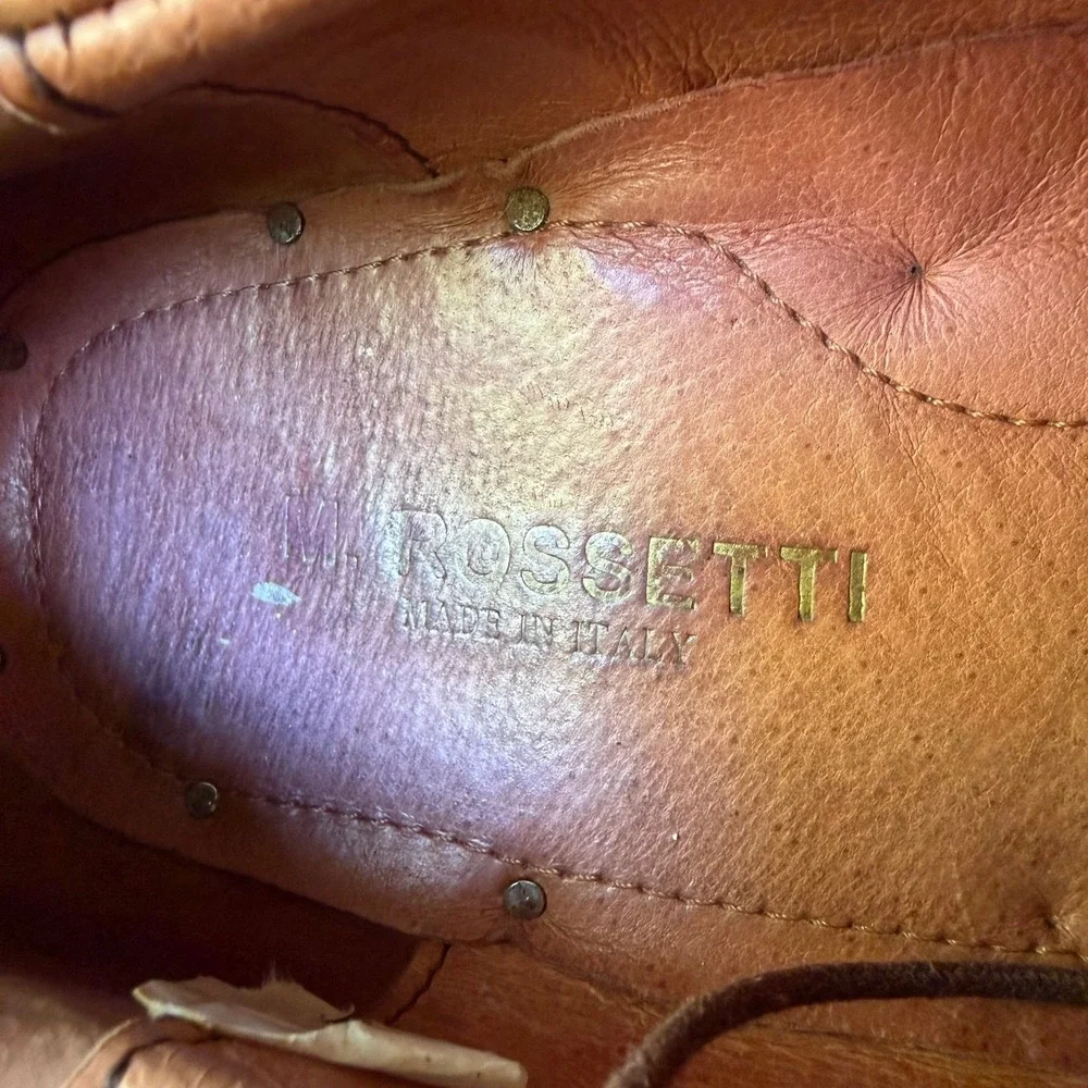 M.‎ Rossetti Vero Cuoio Leather Derby Shoes Mens Size 8 US Made In Italy Brown